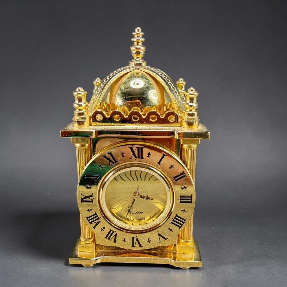 Bulova 1988 Miniature Gold Tone Dome Carriage Limited Edition Lantern Clock ASIS